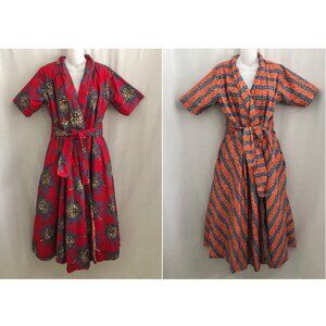 Cotton Reversible Maxi Wrap Jacket African Boho Artsy Size Small approx.